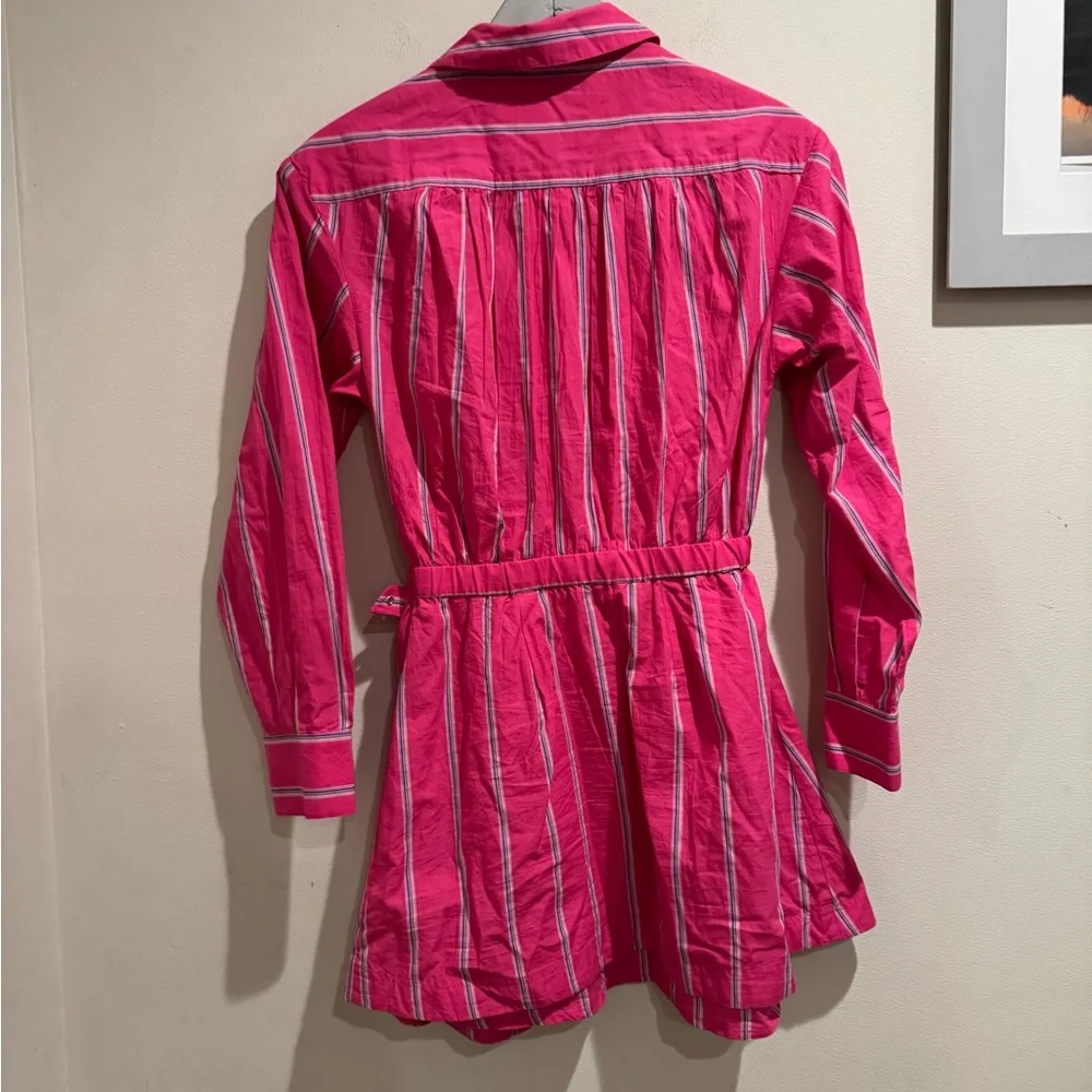 New Free people High Vibrations Shirt Dress XS‎ pink wrap